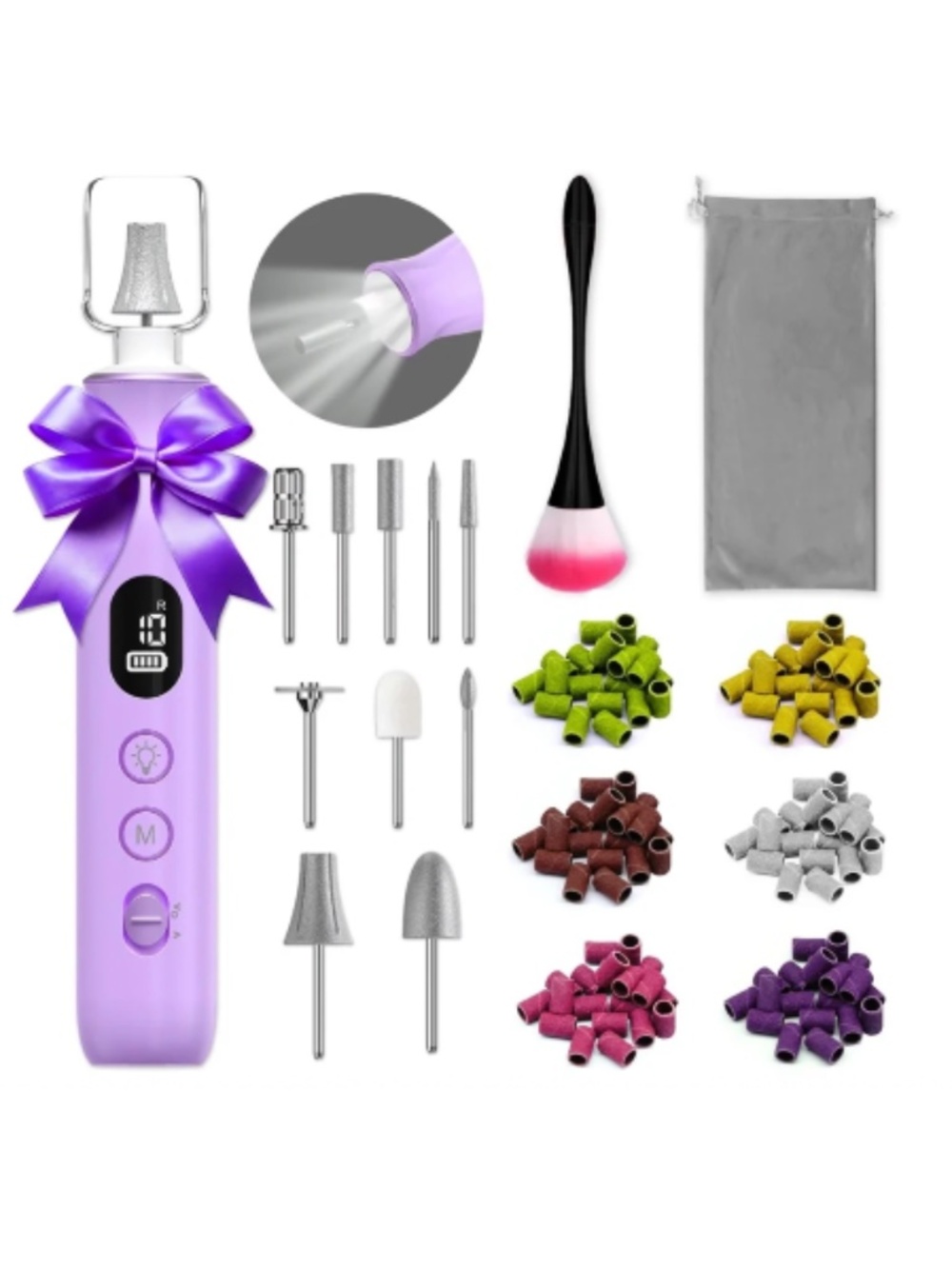 Purple Rechargeable Electric Nail Drill And Callus Remover With LED Display